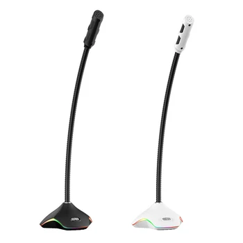 

Colorful Lights Noise Reduction Desktop Condenser Microphone Live Gaming Microphone RGB Computer Microphone Built-in Sound Card