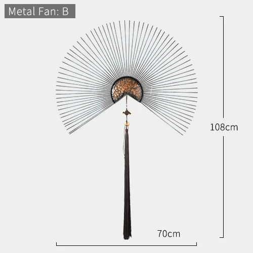Металлический вентилятор Настенный декор с цветком для гостиной коридор настенный орнамент китайский современный креативный 3d подвесное украшение на стену - Цвет: Metal  Fan B
