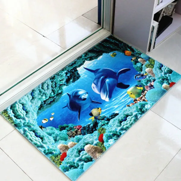 The undersea world Кухонный коврик 40*60 см, коврик, коврик для двери, противоскользящий дверной коврик, защитная пленка, Модный 3D противоскользящий, для ванной комнаты, горячий, мягкий, прозрачный, прочный - Цвет: The undersea world