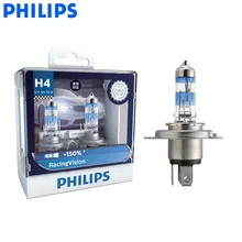 Philips H4 Racing Vision+ 150% 9003 12V более яркая Автомобильная фара Hi/lo луч галогенная лампа ралли производительность ECE 12342RV S2, пара