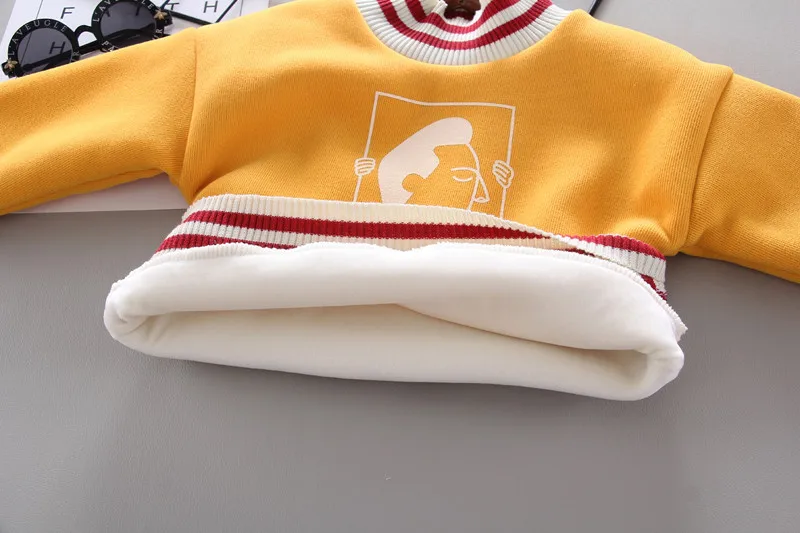 WINTER Autumn 1-5 Years THICKEN Children Long Sleeve Cartoon WARM Patchwork Kids Basic Sweatshirt Baby Boy hoodies outwear