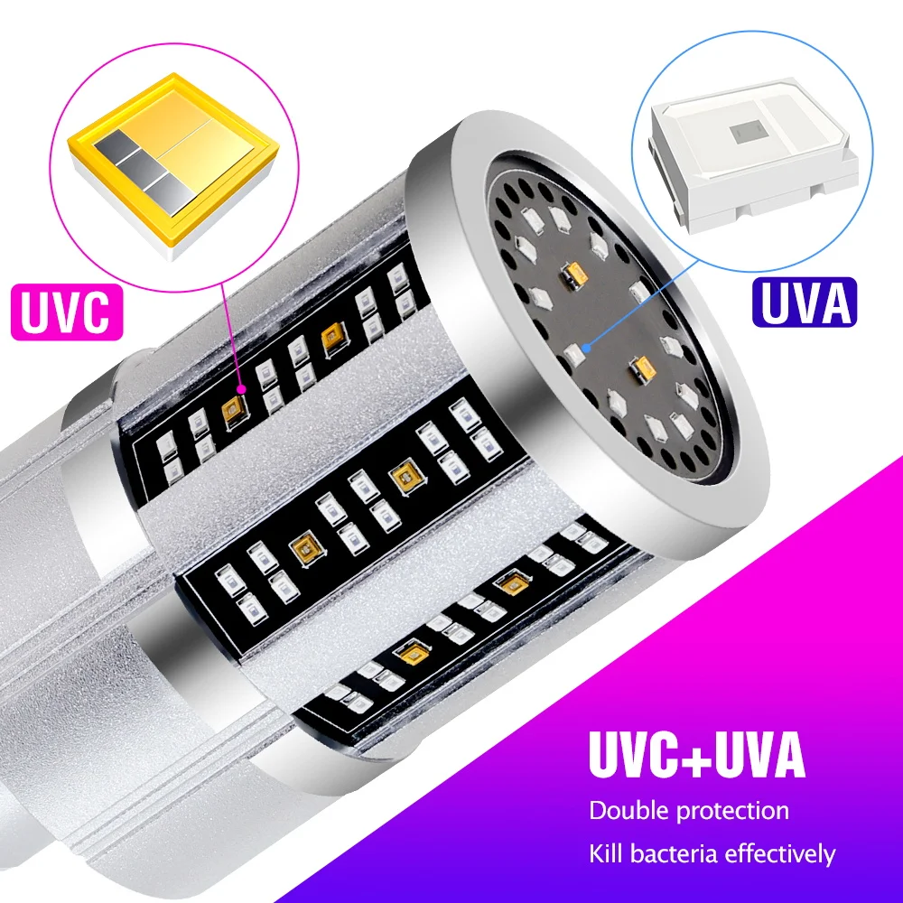 Бактерицисветильник 9UVC 18UVC E27 УФ стерилизатор светодиодный 15 Вт 20 60 озоновая