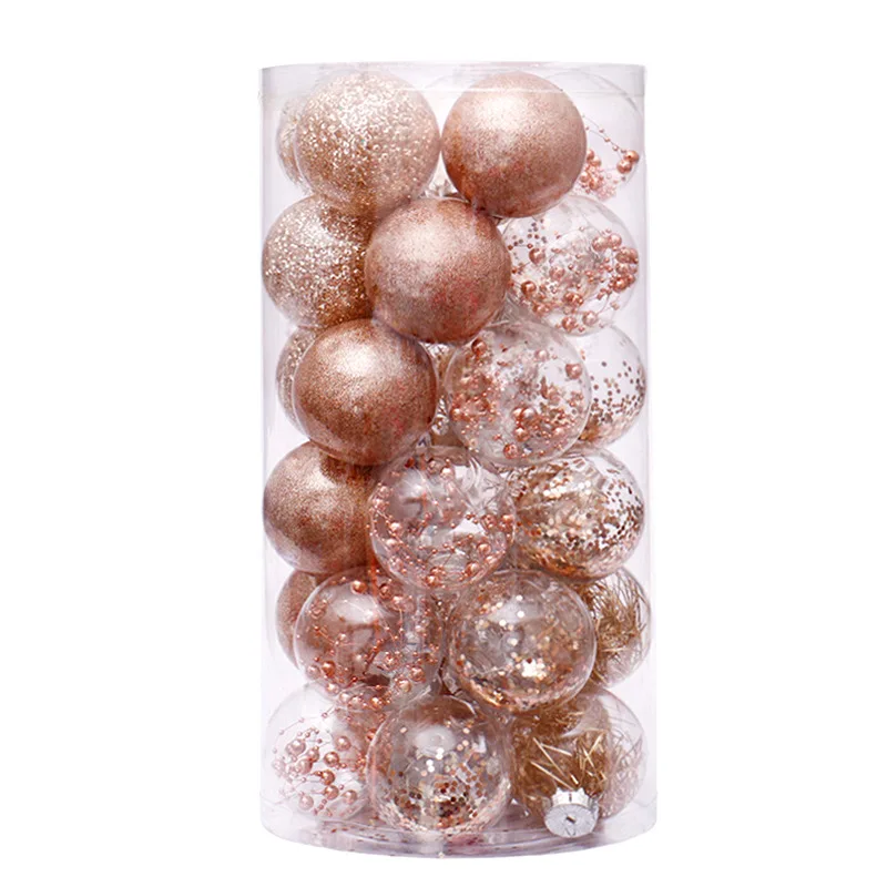 6cm Rose Gold Christmas Tree Balls Plastic Clear Xmas Ball Ornament Decoration for Tree Decor Natal Navidad 2023 New Year 