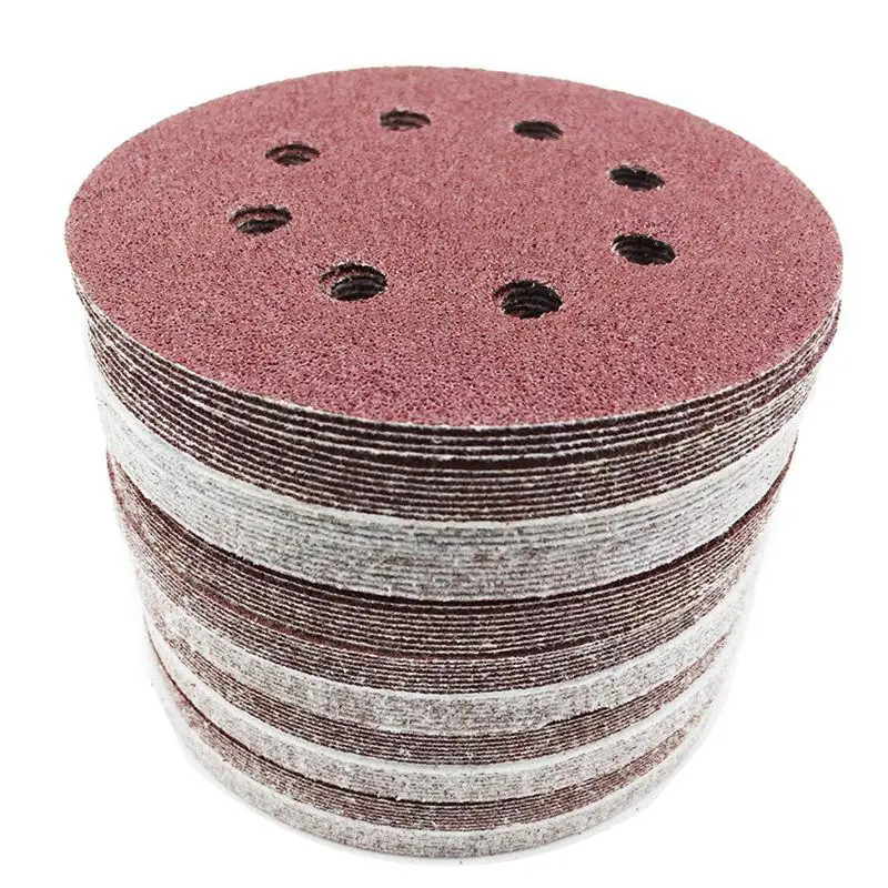 60 Pieces 8 Holes 5 Inch Sanding Discs Hook and Loop 60/100/180/240/320/400 Grit Sandpaper Assortment for Random Orbital Sander