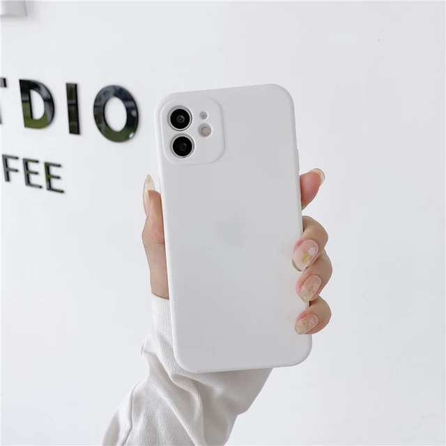 Soft Silicone Candy Colour Phone Case For iPhone 11 12 Pro Max 13Mini Camera Protection XS X XR 7 8 Plus SE2020 Matte Shockproof white