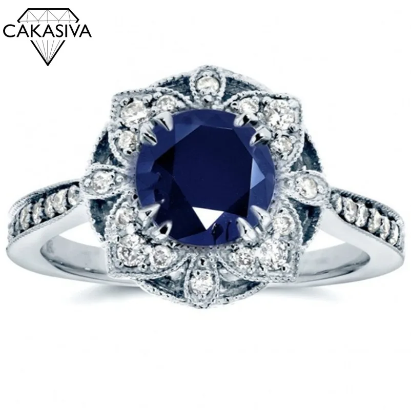 

Sapphire Flower Ring 925 Ring Gemstone Ring for Women's Engagement Wedding Ring