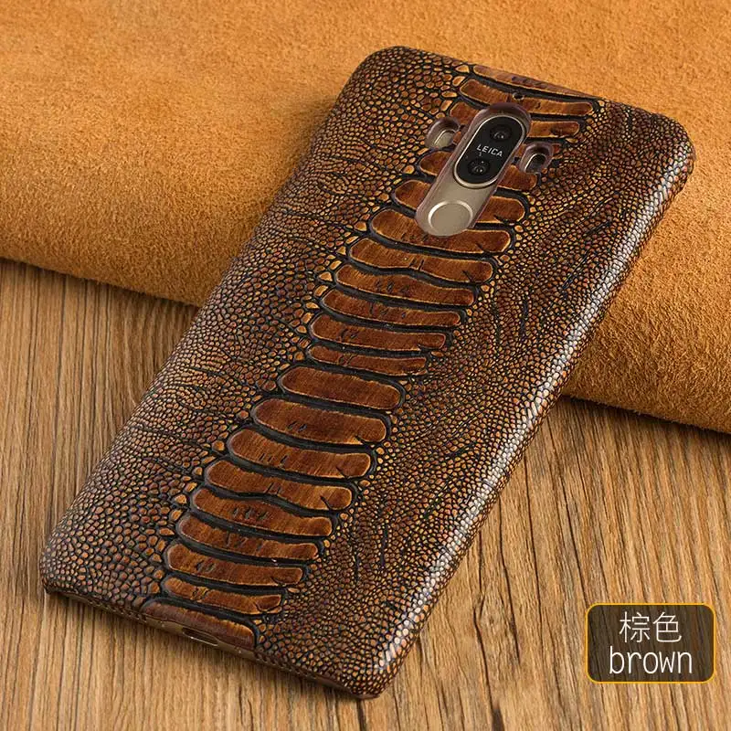 LANGSIDI чехол для LG V20 V30 V40 чехол из натуральной кожи задняя крышка роскошный страусиная кожа для ног текстура воловья кожа чехол для LG g5 G6 G7 - Цвет: Коричневый