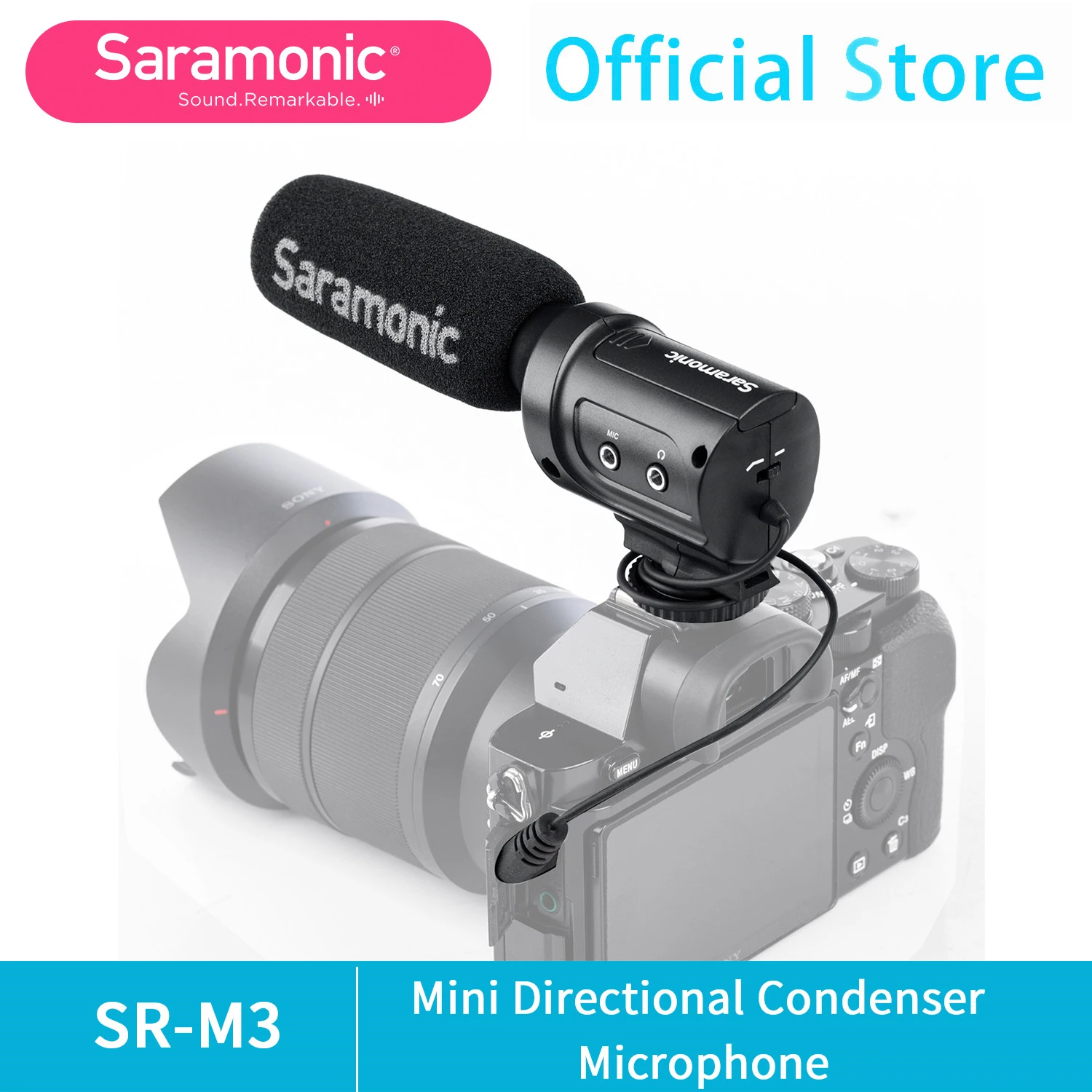 microphone for computer Saramonic SR-M3 Lightweight Directional Condenser Microphone for using on DSLR cameras / camcorders headphones with mic