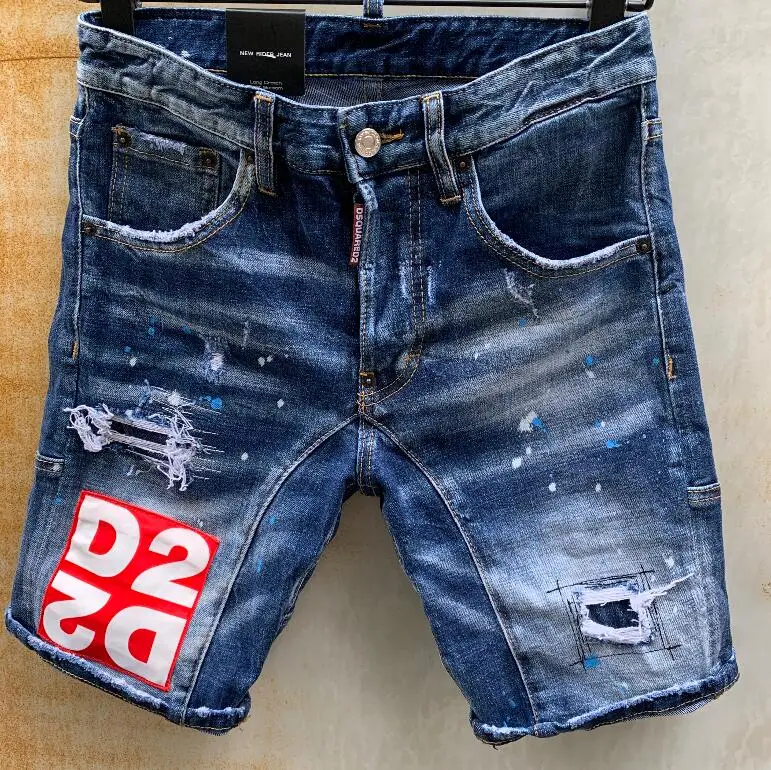 DSQ2-pantalones vaqueros cortos para hombre, ropa informal ajustada de alta calidad, verano, 2069