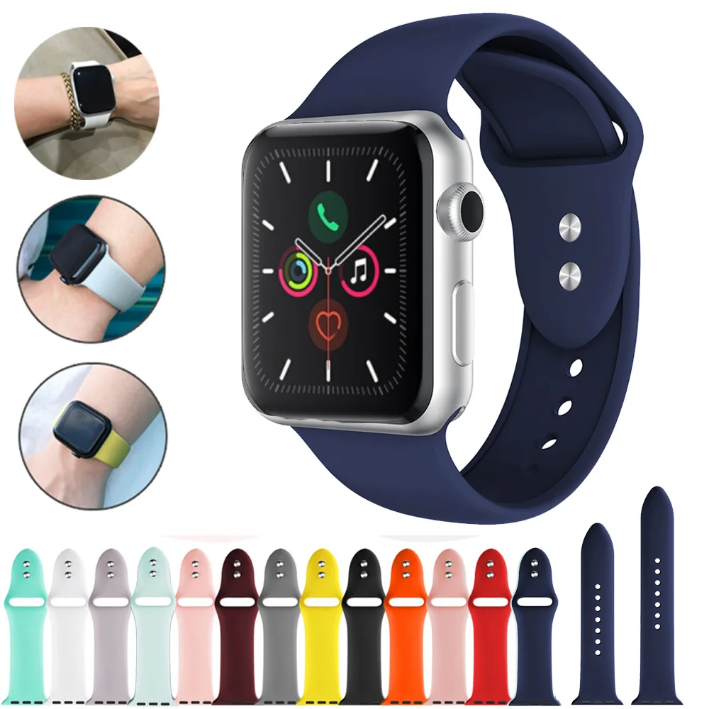 3 шт./компл. силиконовый спортивный ремешок для Apple Watch 5 4 2 1 38 мм 42 Iwatch series 40 44