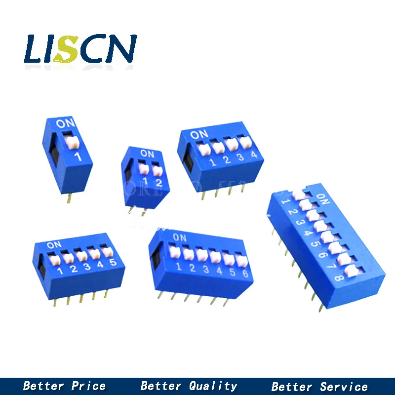 Slide Type Switch Module 1 ~ 12 Bit 2.54mm Position Way DIP Blue Pitch Toggle Switch Blue Snap For PCB 8PIN 6PIN 10PCS toggle switch