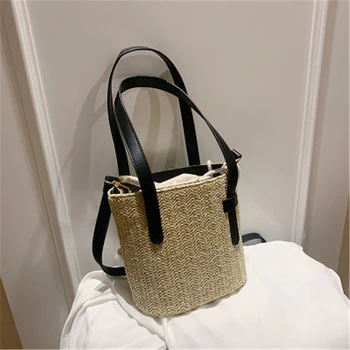 

New 2020 Hand Knit summer handbag Ladies fashion one shoulder bucket bag summer versatile cross-body women bag