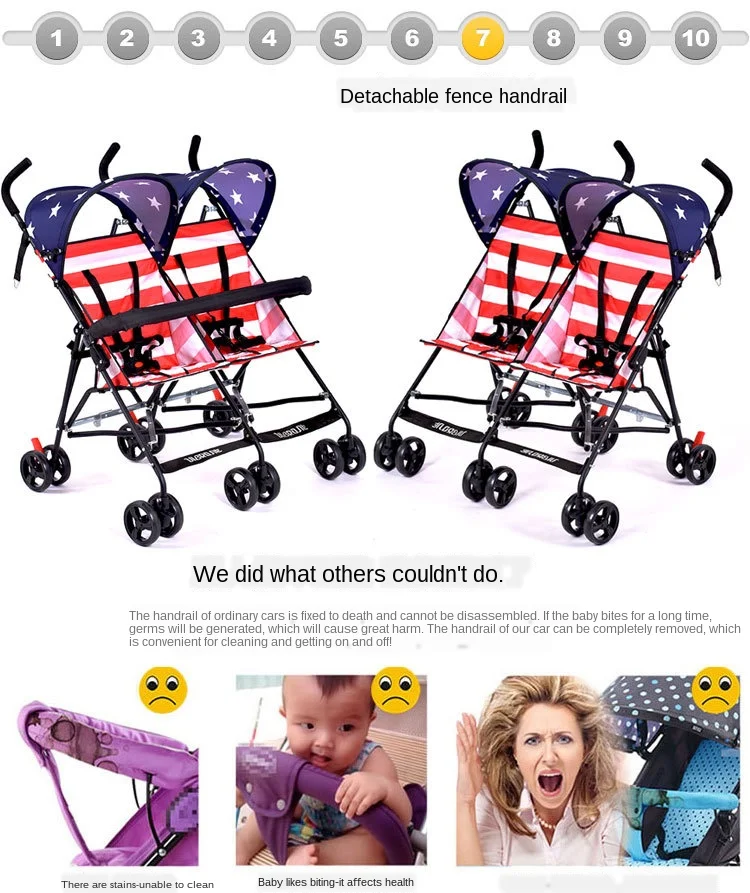 Travel Portable Double Stroller for Twins Folding Umbrella Baby Cart Double Strollers Twins Babies Umbrella Stroller Lightweight