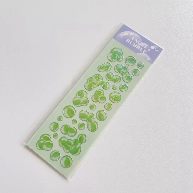 1Pc Cute Bubble Laser Waterproof Sticker Decorative Adhesive Stickers Scrapbooking School Supplies Decorative Material Stickers Green Bubble