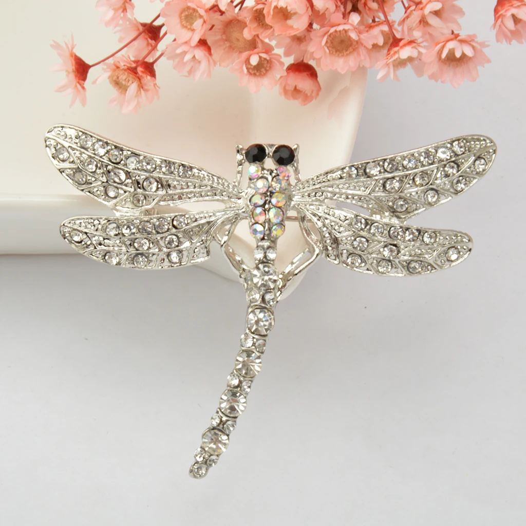 Crystal Vintage Dragonfly Brooches for Women Clip Bully Insect Brooch Pin Up Fashion Dress Coat Accessories Decoration Fiests
