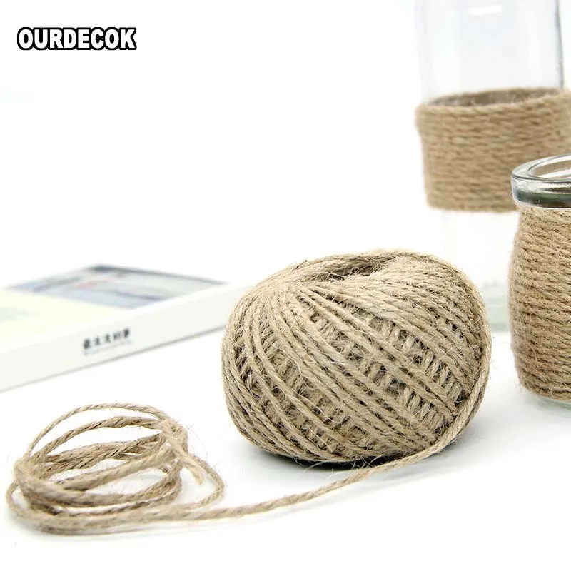 

1 Roll 30M Natural Burlap Hessian Jute Twine Wedding Decoration Jute Twine Rope Gift Packing String Halloween Party Decoration