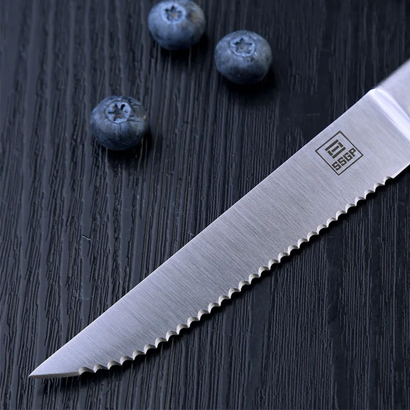 Набор кухонных ножей из нержавеющей стали для стейка, столовые ножи, тонкие ручки, высокотемпературные кухонные принадлежности