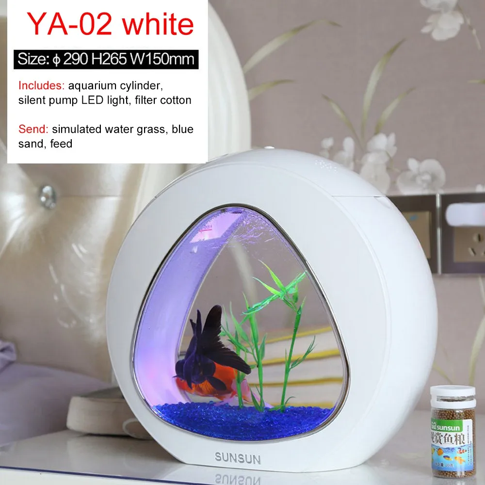 

Sunsun Ecology New Style Mini Nano Table Top Ecology Fish Tank Aquarium With Built-in Filter And LED Light 6L/4L 110-220V 50Hz
