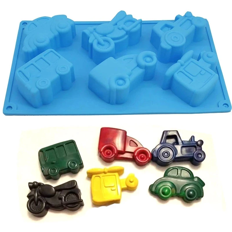 6 Cavity Vehicles Car Soap Mold Cars Shape Craft Art Silicone Molds For Soap Cake Chocolate Making Cute Cars Theme Craft Molds silicone soap molds