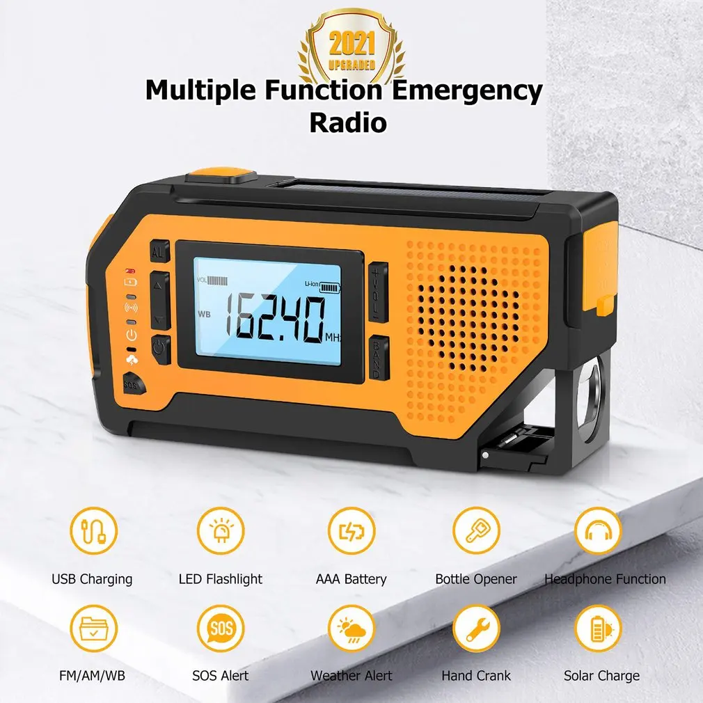 Rádio com Grande Emergência Solar Manivela Rádio - fm Noaa Tempo Display Lcd Survival Lanterna Sos Alerta am 1 Cheap Kits autom. res.