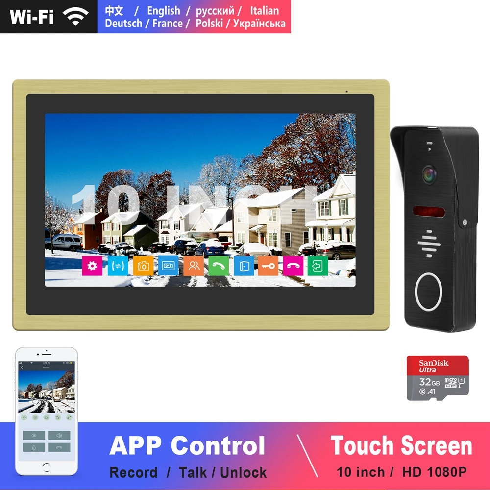 Diagonsview IP Video Intercom Wifi Video Door Phone Wireless Home Security System 10 inch Touch Screen Monitor Door Phone Camera Diagonsview IP Video Intercom Wifi Video Door Phone Wireless Home Security System 10 inch Touch Screen Monitor Door Phone Camera