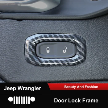 

Car Door Lock Button Knob Frame Cover Trim ABS Carbon Fiber Black Red Decorative Stickers 2Pcs For Jeep Wrangler JL 2018 2019
