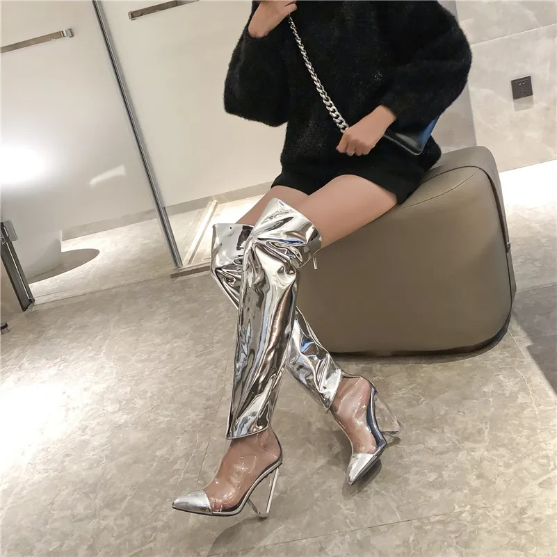 FEDONAS/осенние Брендовые женские ботфорты из искусственной кожи пикантные высокие сапоги с острым носком обувь для ночного клуба Женская обувь большого размера