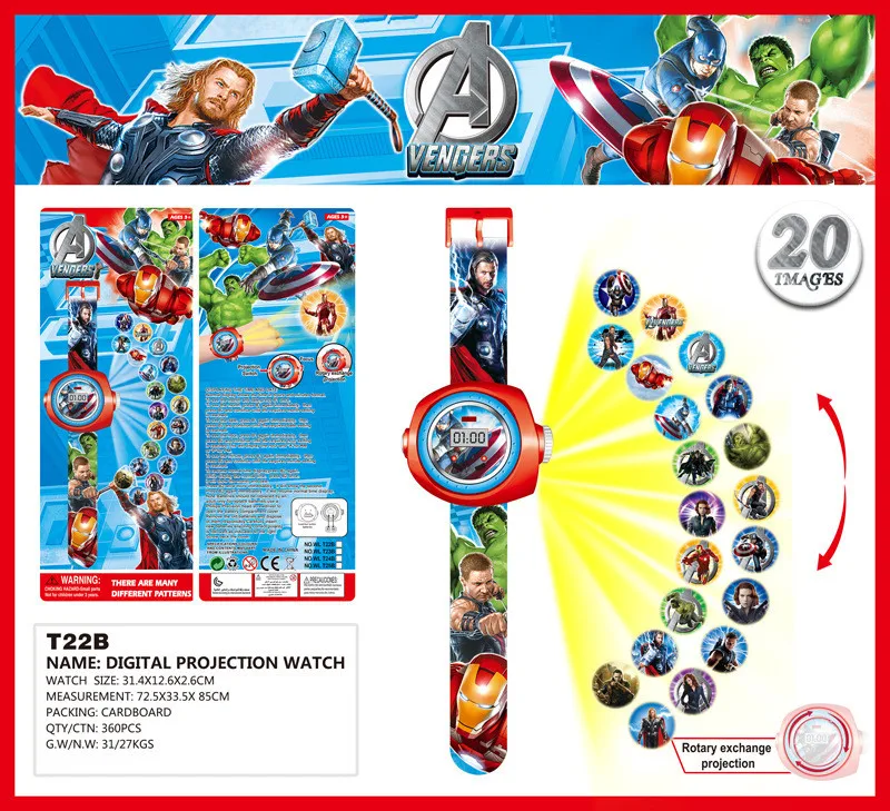 Новинка Ben 10 Omnitrix часы пластиковые Япония настоящая Ben10 фигурка электрическая игрушка Дети проектор игрушка часы средняя поддержка подарок - Цвет: Avengers