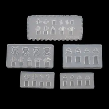 

5Pcs Handmade Cactus Bear Ice Cream Acrylic Nail Art Molds Silicone Nail Art DecortiveAcrylic Design Mold Craft Tools