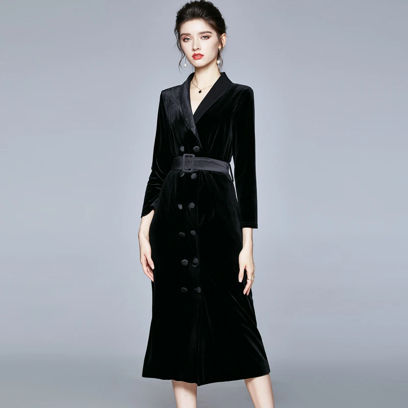 

High quality women Spring Autumn leopard print V neck Femal Ladies Casual streetwear femme Velvet waisted fashion dress belt