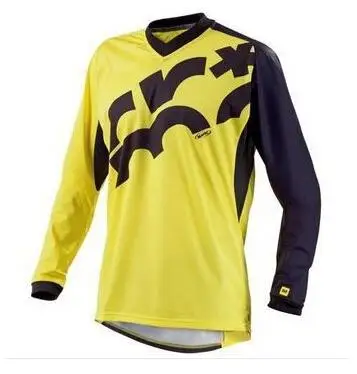 Цвет: желтый Мотоциклах для езды на велосипеде montaina equipo de descenso jersey MTB Offroad DH MX bicicleta locomotora camisa de campo travies - Цвет: Цвет: желтый