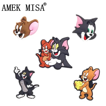 

5 Pcs/Set PVC Garden Shoe Decorations Cartoon Tom&Jerry Garden Shoe Charm Accessories for Croc/JIBZ/ Wristbands kids Party Xmas