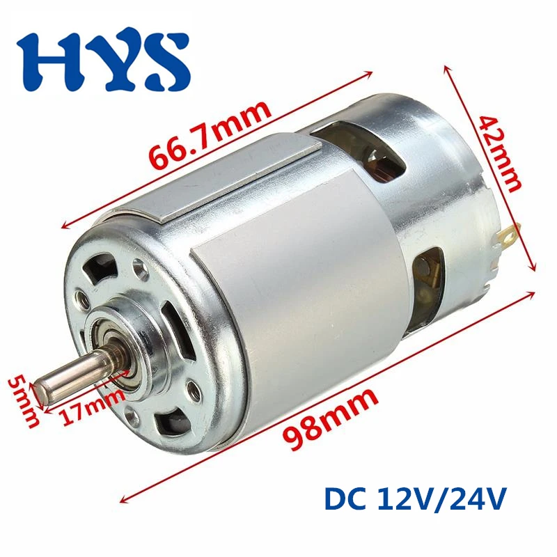 

775 DC 12V 24V Motor DC 12 volt 4000/8000rpm Ball Bearing Large Torque Motors Micro Electric Reversible CW/CCW +DC Motor Bracket