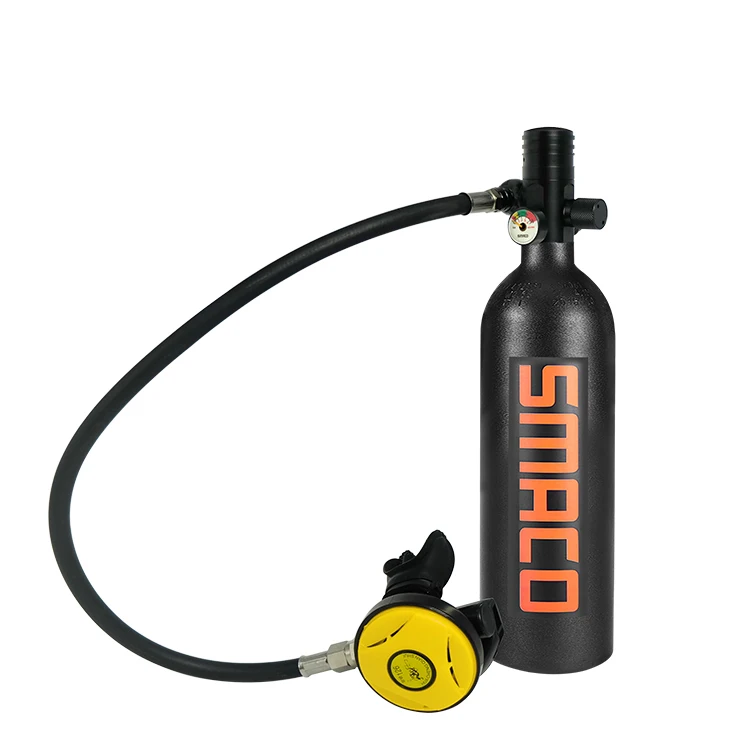 Pure black Новое оборудование для дайвинга SMACO мини дайвинг кислородная бутылка воздушный клапан трубка S400plus подводный дышащий кислородный респиратор 1л - Цвет: Pure black