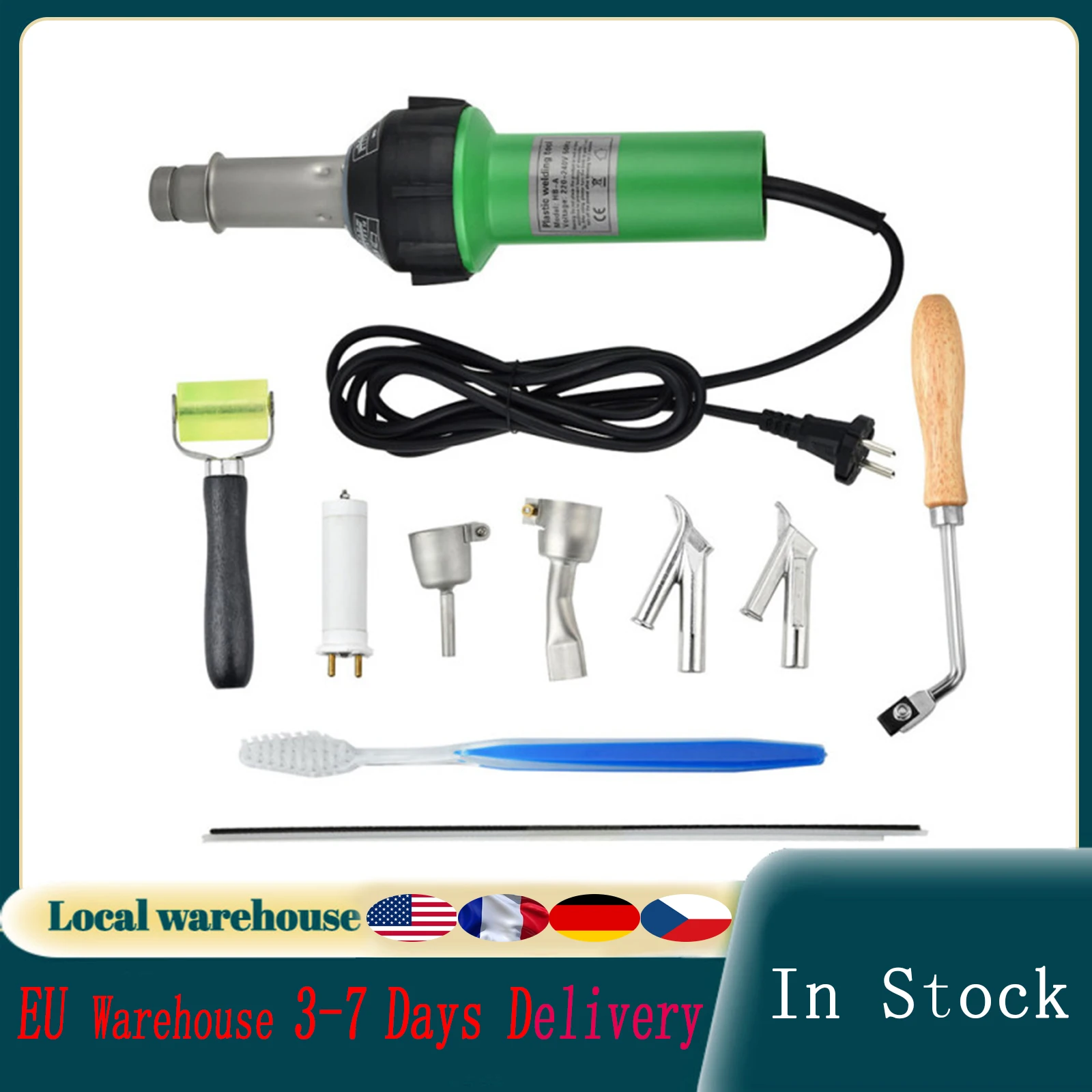 1600W Hot Air Torch Electric Heat Gun Plastic Welding Torch Spot Welding Machine Hand Tool with 6PCS Nozzle Welding Accessories