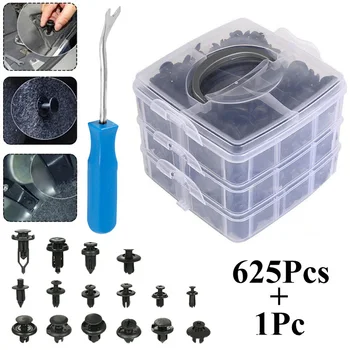 

Black Rivet Clips Plastic Bumper Fasteners 16 types With Blue Tool Set