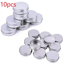10 шт х серебряное алюминиевое Олово банка контейнер для образцов косметические горшки круглая банка с винтовой крышкой для бальзама для губ художественный крем для хранения макияжа