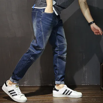 

Autumn jeans men's small feet loose big pants men's Korean Youth Day Vintage Harlem pants trend