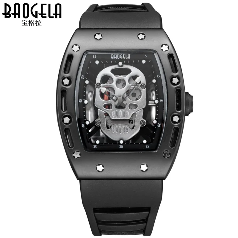 2021 New Skull Mens Watches Unique Skeleton Big Dial Quartz Watch Male Sport Silicon Strap Waterproof Luminous Relogio Masculino | Наручные