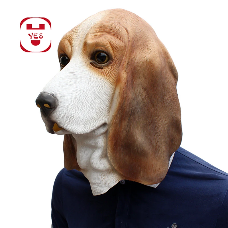 Да латекс Foxhound маска голова собаки головные уборы жуткие вечерние Deluxe Хэллоуин Взрослый Забавный костюм вечерние Реалистичная бутафория животных Косплей