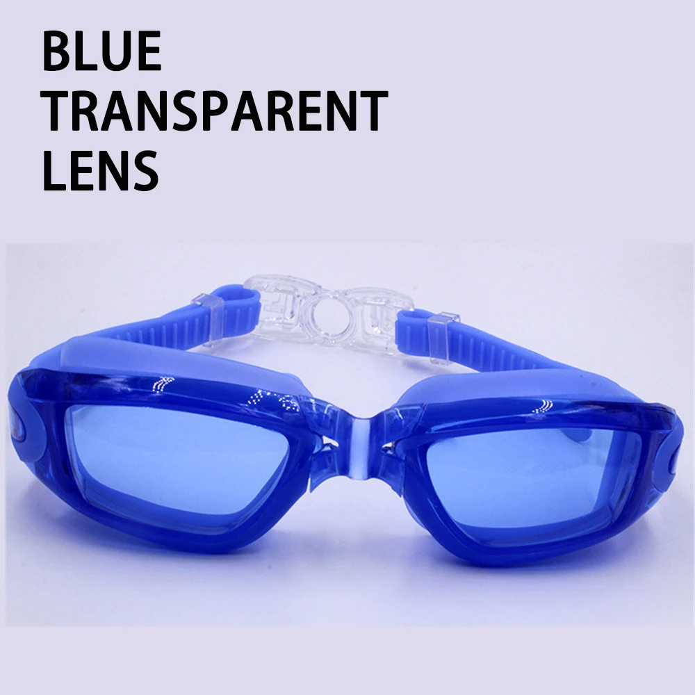 Blue Transparent Профессиональные плавательные очки для близорукости, Силиконовые противотуманные УФ очки для плавания с ушной затычкой для мужчин и женщин, диоптрийные спортивные очки - Цвет: Blue Transparent
