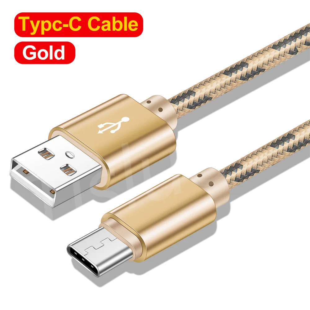 Usb type-C кабель для быстрой зарядки USB C кабель для передачи данных для samsung S9 S8 huawei P20 Xiaomi mi9 Micro type-C Кабели зарядное устройство для мобильного телефона - Цвет: Gold Type C