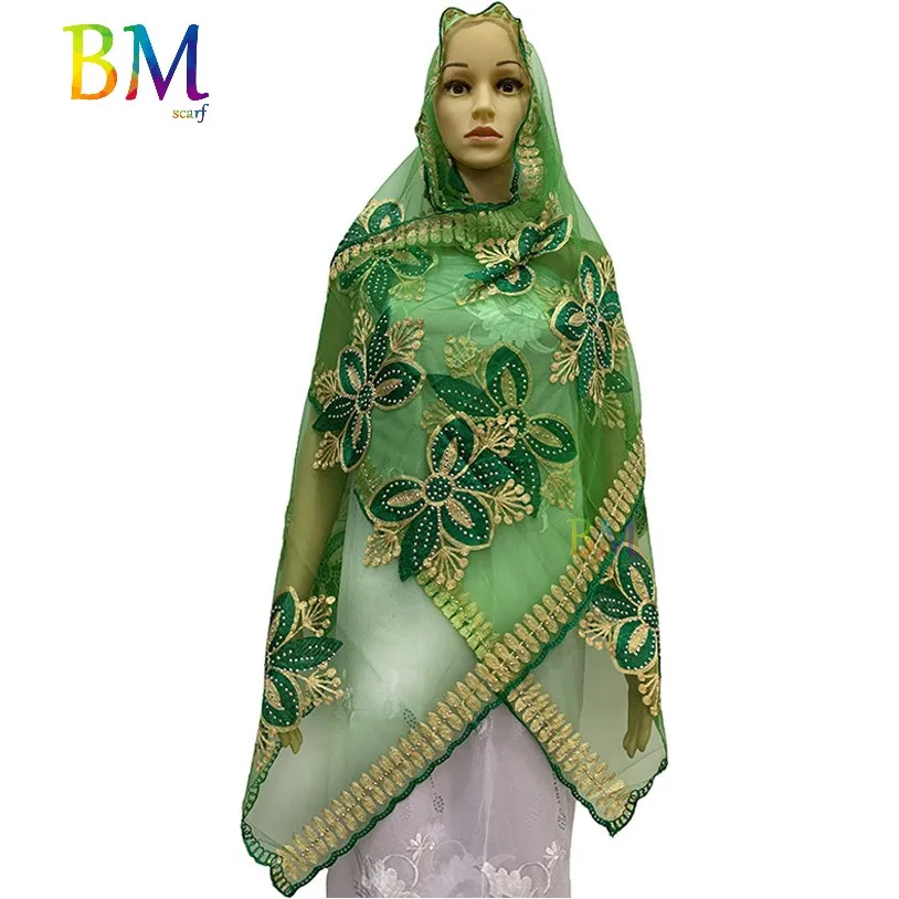 Новая африканская Женская шаль мусульманский женский шарф 200*50 см маленький шарф из тюли для шали BX09 - Цвет: BX08-4
