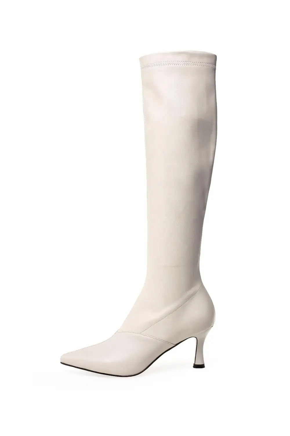 

7CM Heeled Boots For Woman Spring 2020 Woman Long Boots Pointed Toe Thin Heel Bootie Slim Leg Botas