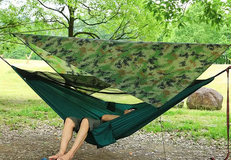 Наружный отдых на открытом воздухе survivor mult-ifunction портативный гамак с сеткой от комаров износостойкая палатка с тентом козырек от солнца