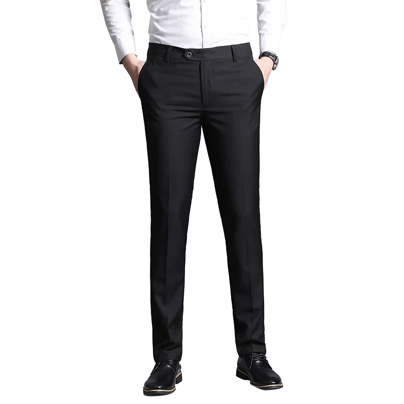 Compra Pantalones de traje para hombre, pantalón de vestir clásico, largo, informal, color gris y negro, novedad llKdVGVEr
