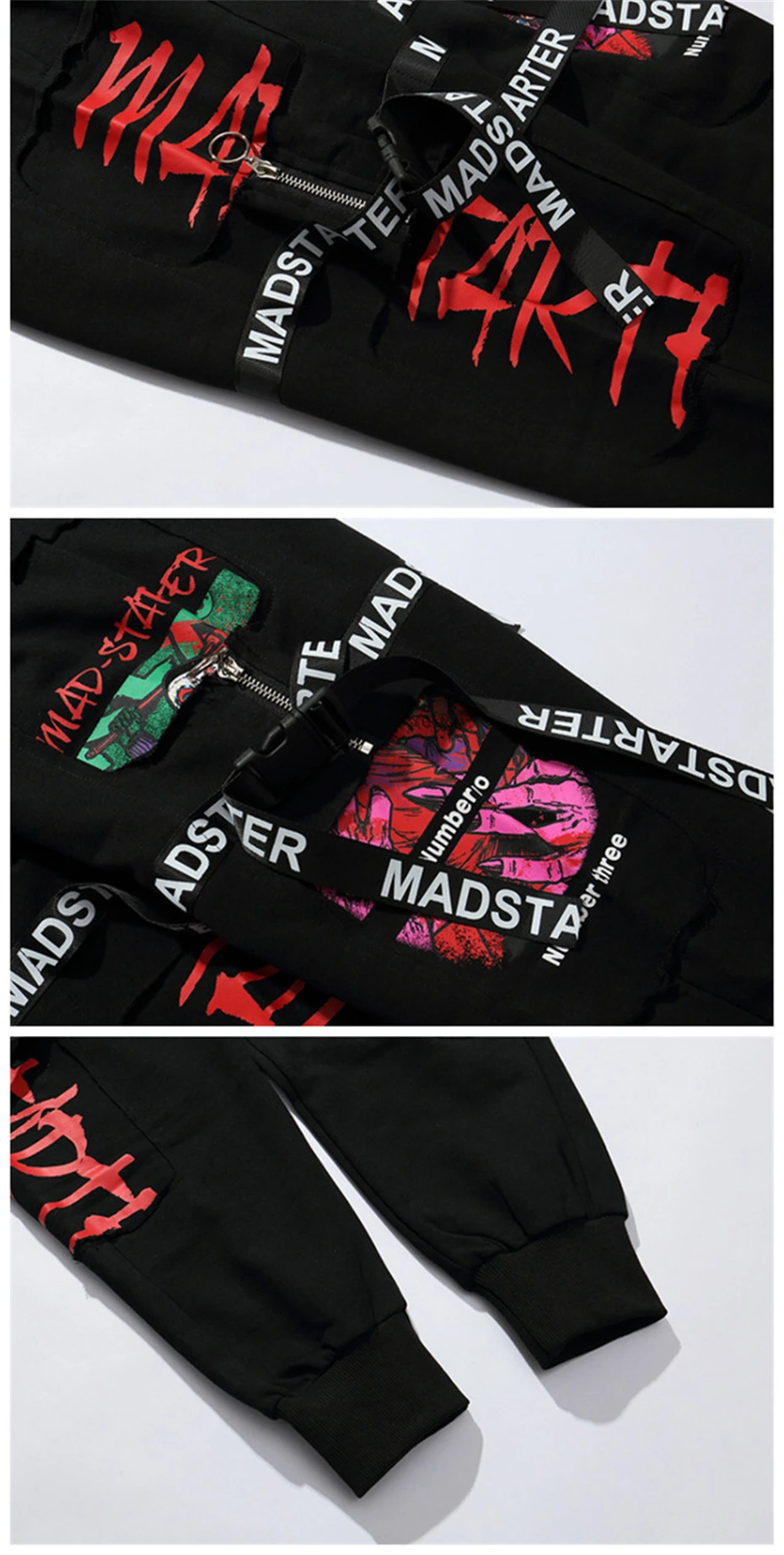 Ribbons Harem Sweat Pants Joggers Men Hip Hop Track Pants Male Fashion Streetwear Dancing Trousers Sweatpant Black WG682