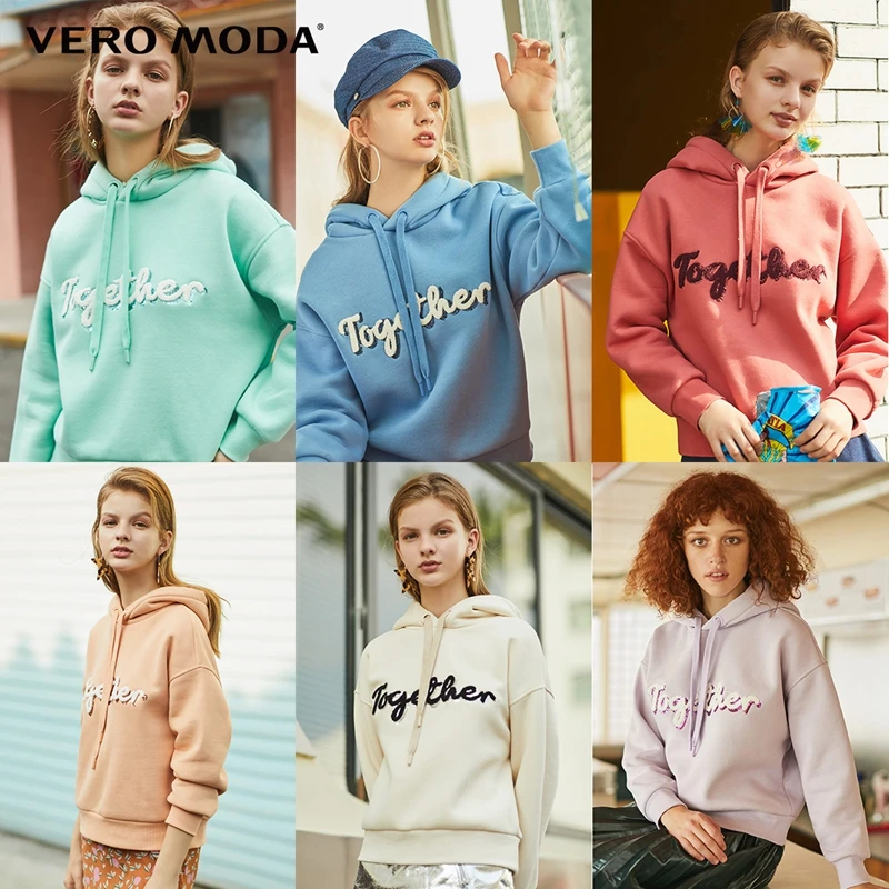 Vero Moda Новая Женская флисовая толстовка с капюшоном из флока с буквами | 319433505