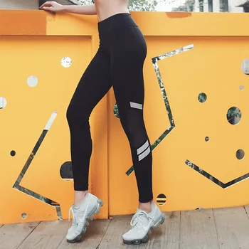 

2019 Outdoor mesh stitching lady sweatpants reflect night running speed dry exercise trousers leggings