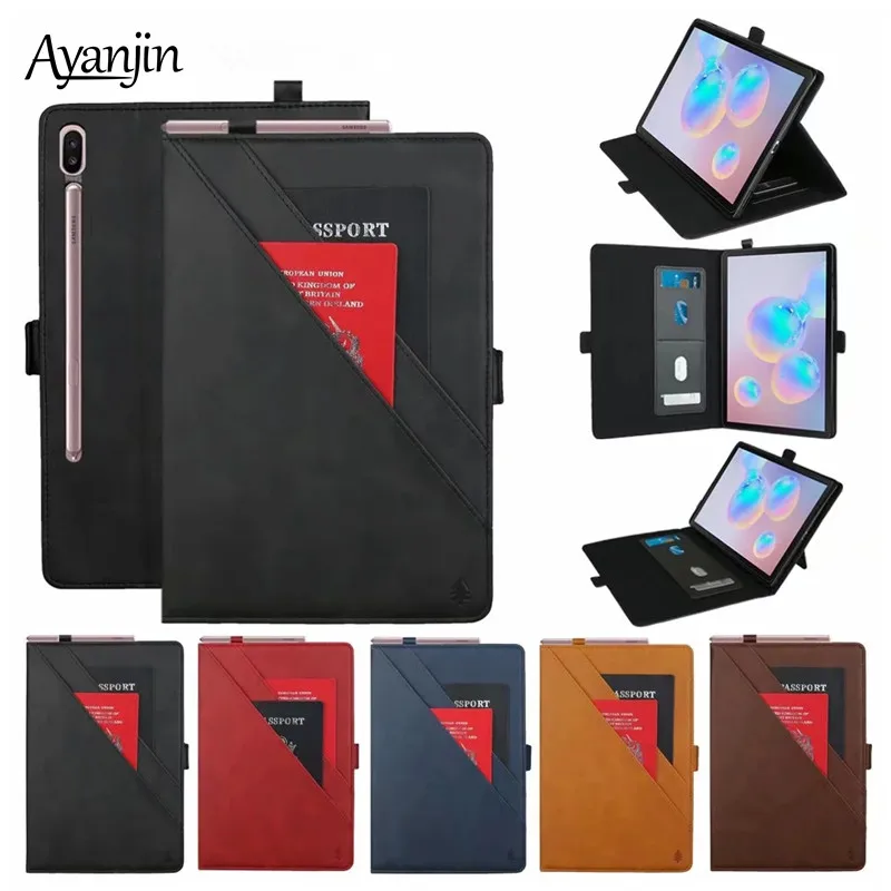 

Case For Samsung Galaxy Tab S6 10.5 SM-T860/SM-T865 2019 10.5'' Folio Multifunction Stand Cover With Card Holder+Screen Film+Pen